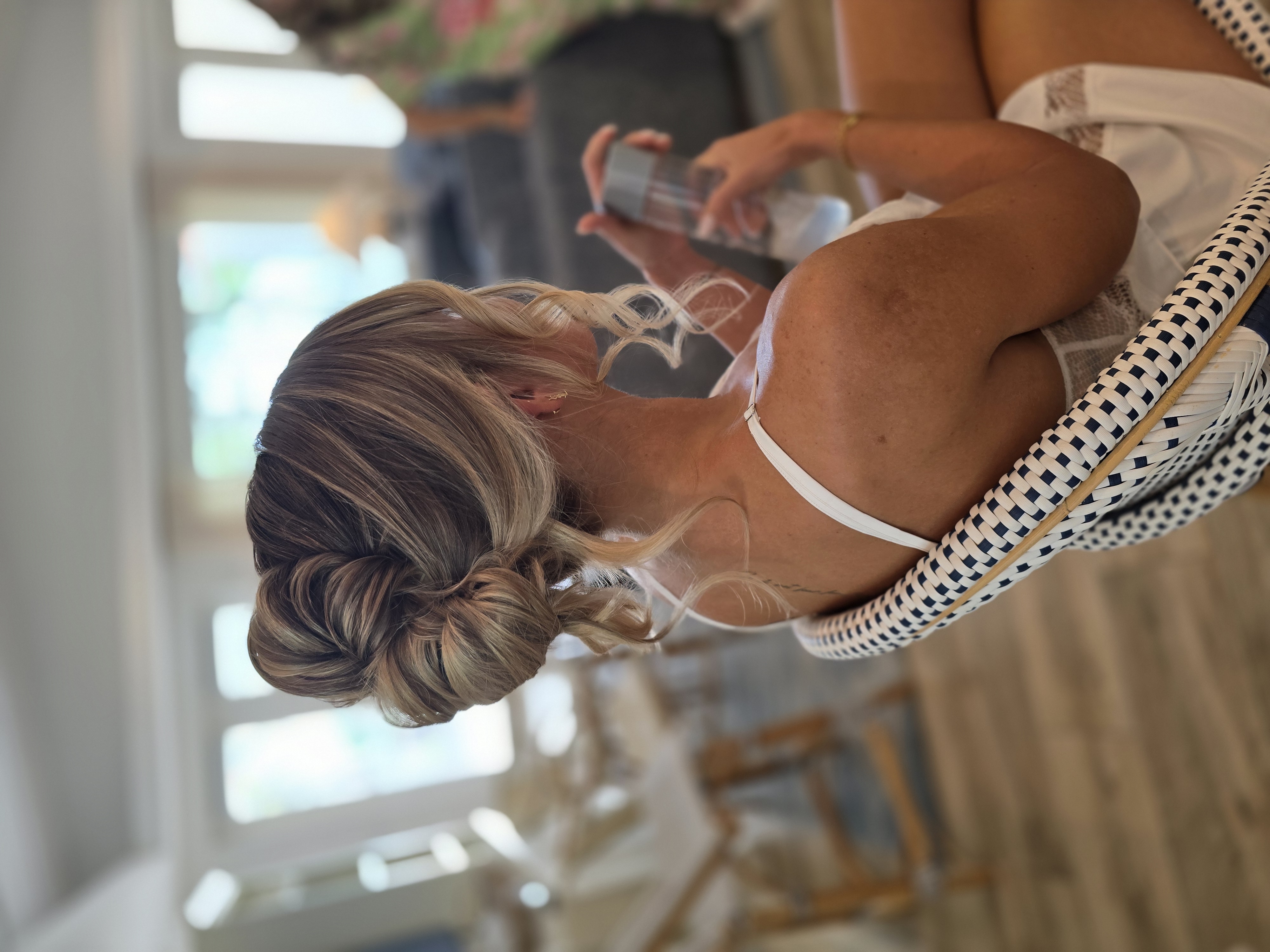Bridal hair styling detail