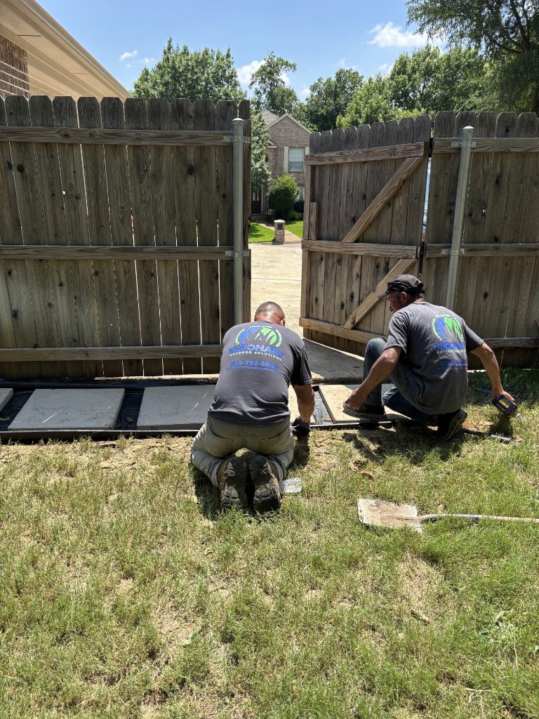 Visionary Outdoor Solutions team working on a landscaping project