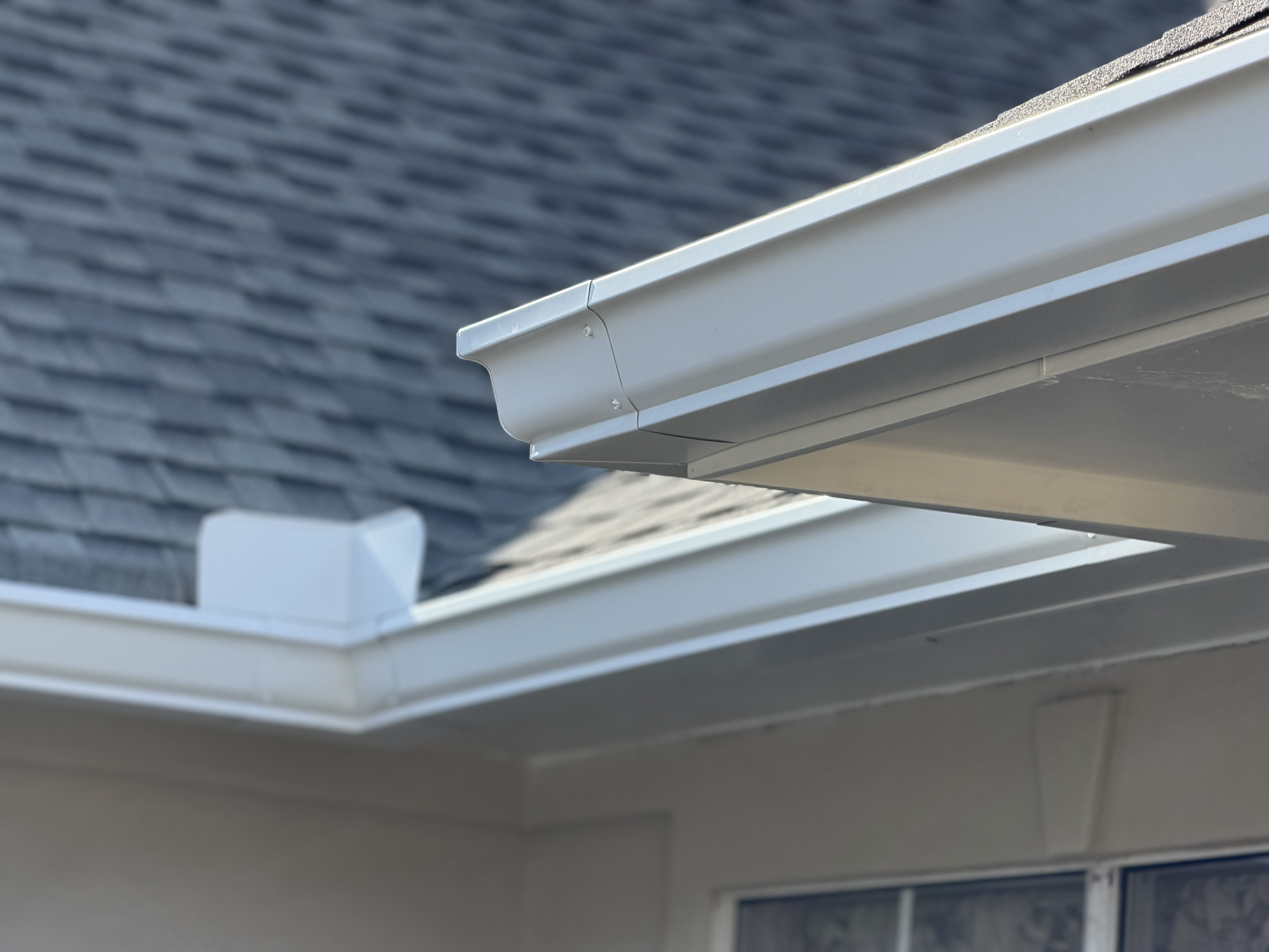New K-style gutter with mitered corner