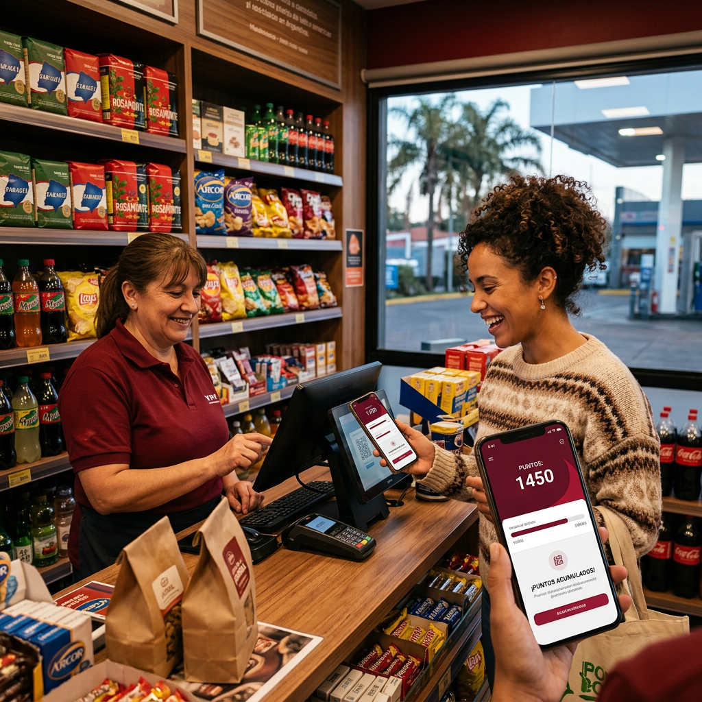 Cliente usando CanjéYa en un comercio