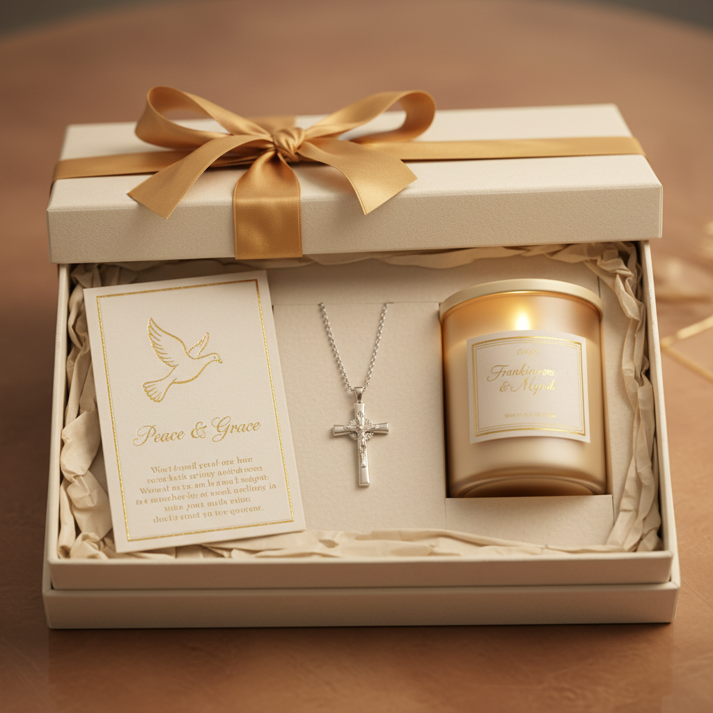 Christian cross gift set with Bible verse keepsakes