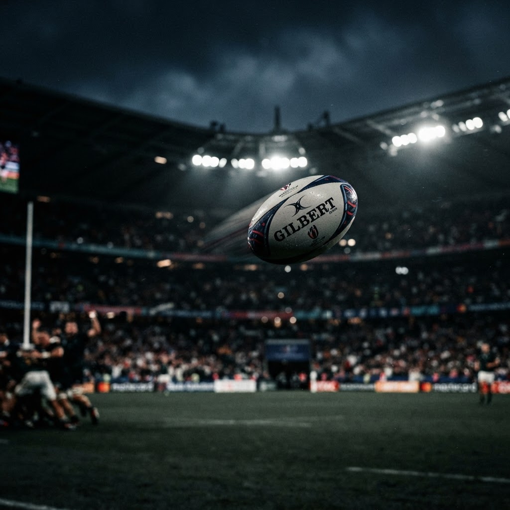 Rugby ball in flight