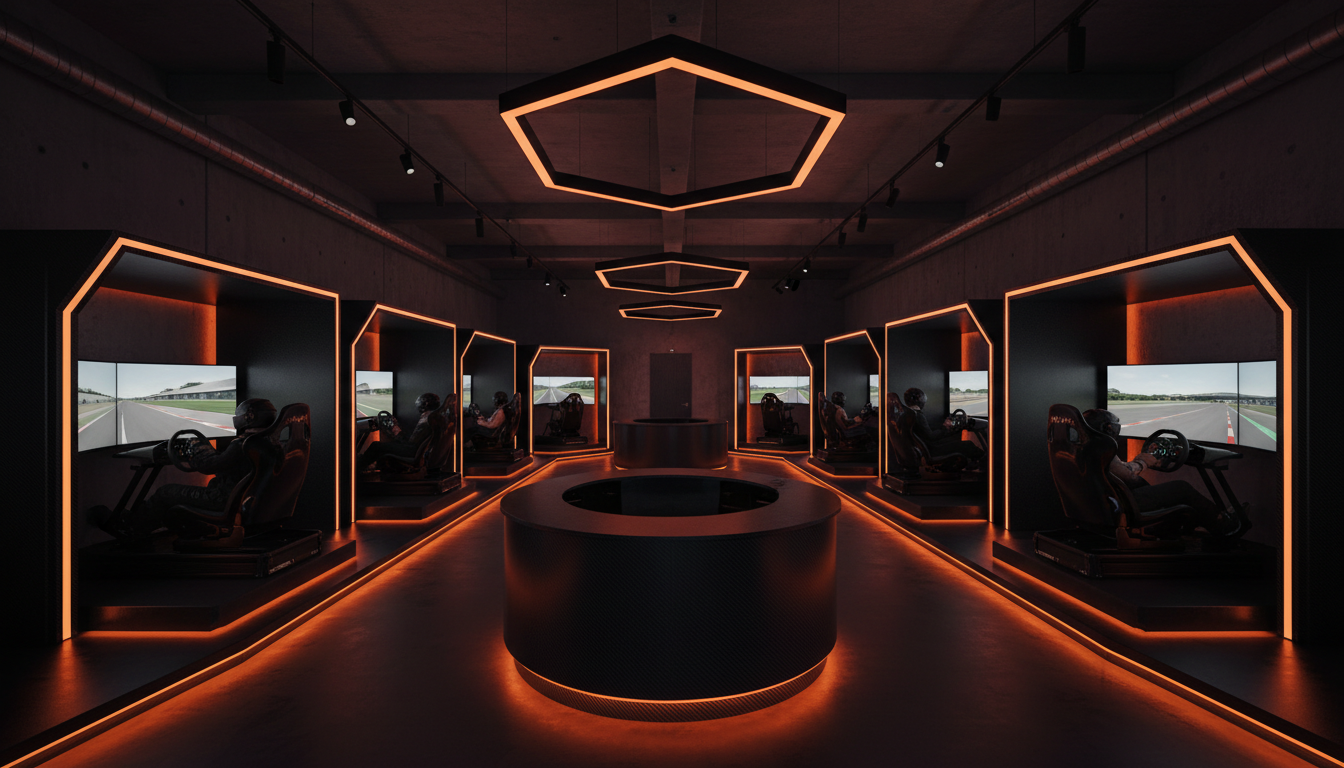 Racing simulator center interior