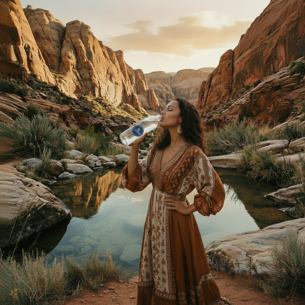 Person drinking 475 Deep water in Nevada desert