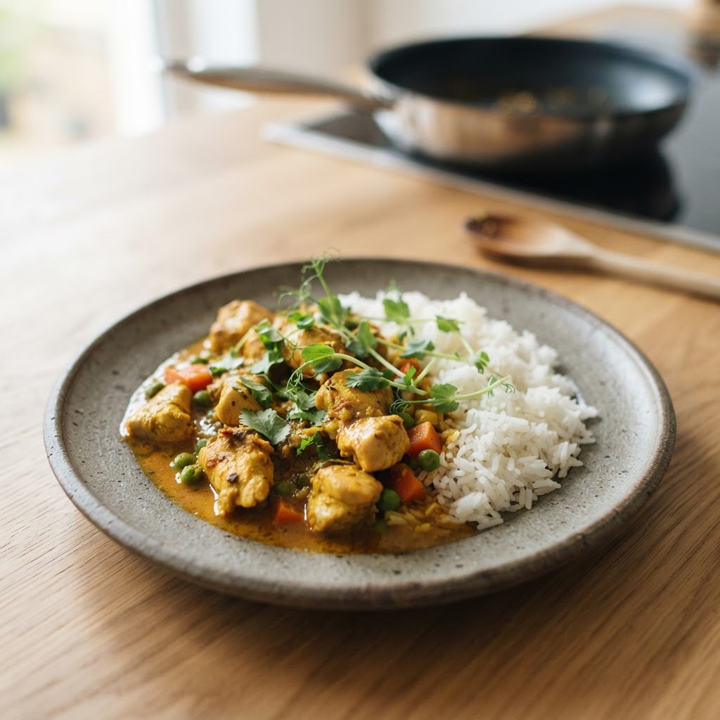 Poulet-Curry mit Reis