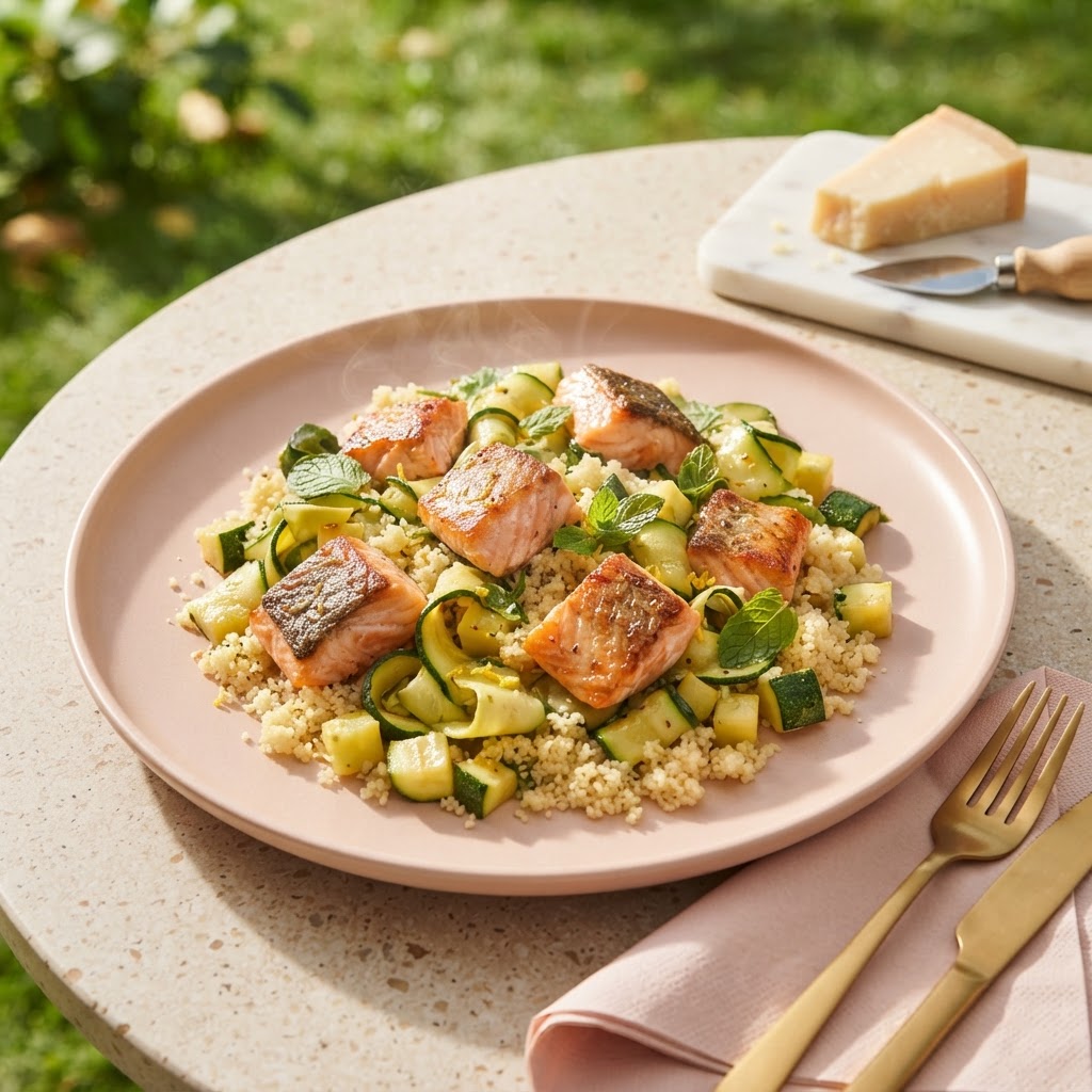 Zucchetti-Lachs-Pfanne mit Couscous