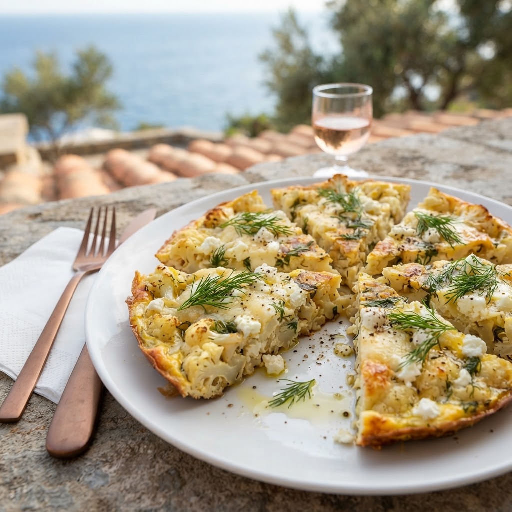 Bunte Blumenkohl-Frittata mit Feta und Dill