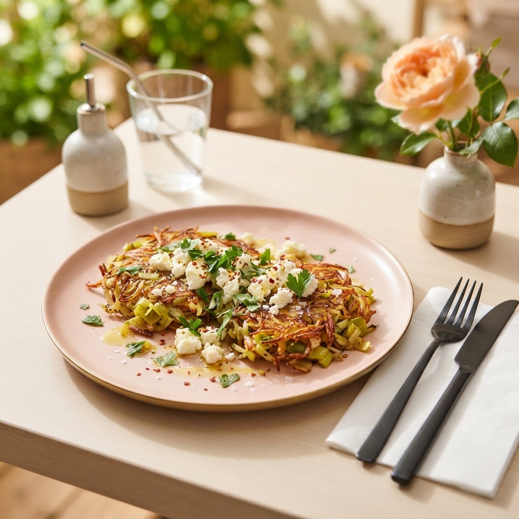 Rösti-Pfanne mit Lauch und Feta