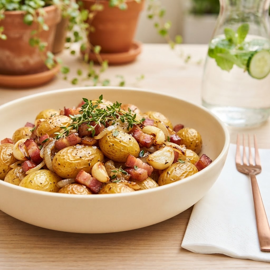 Knusprige Herbst-Kartoffeln mit Speck und Thymian