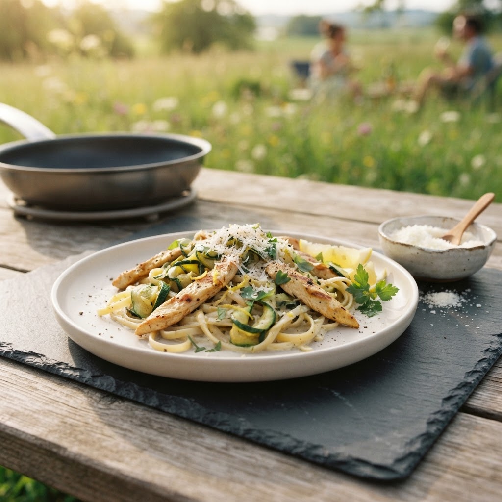 Zucchetti-Zitronen-Pasta mit Poulet