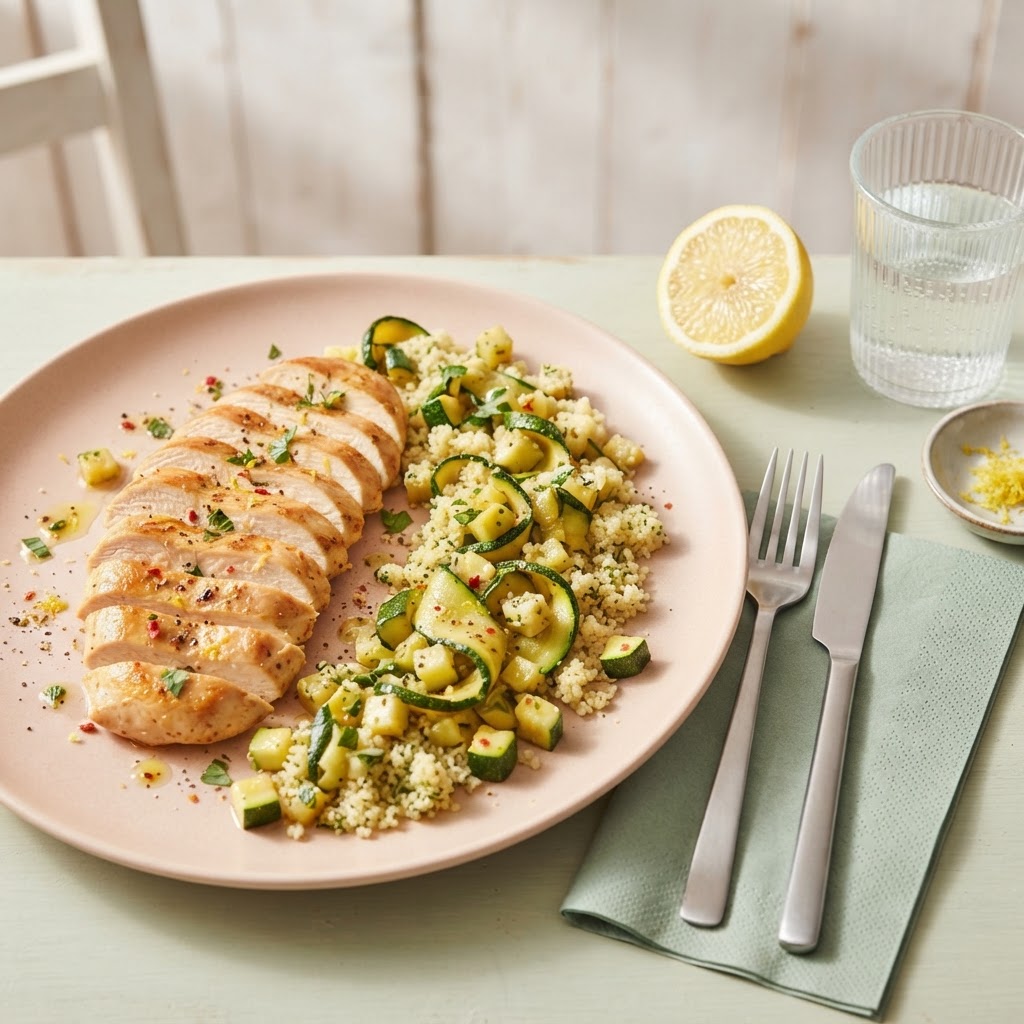 Zucchetti mit Poulet und Couscous