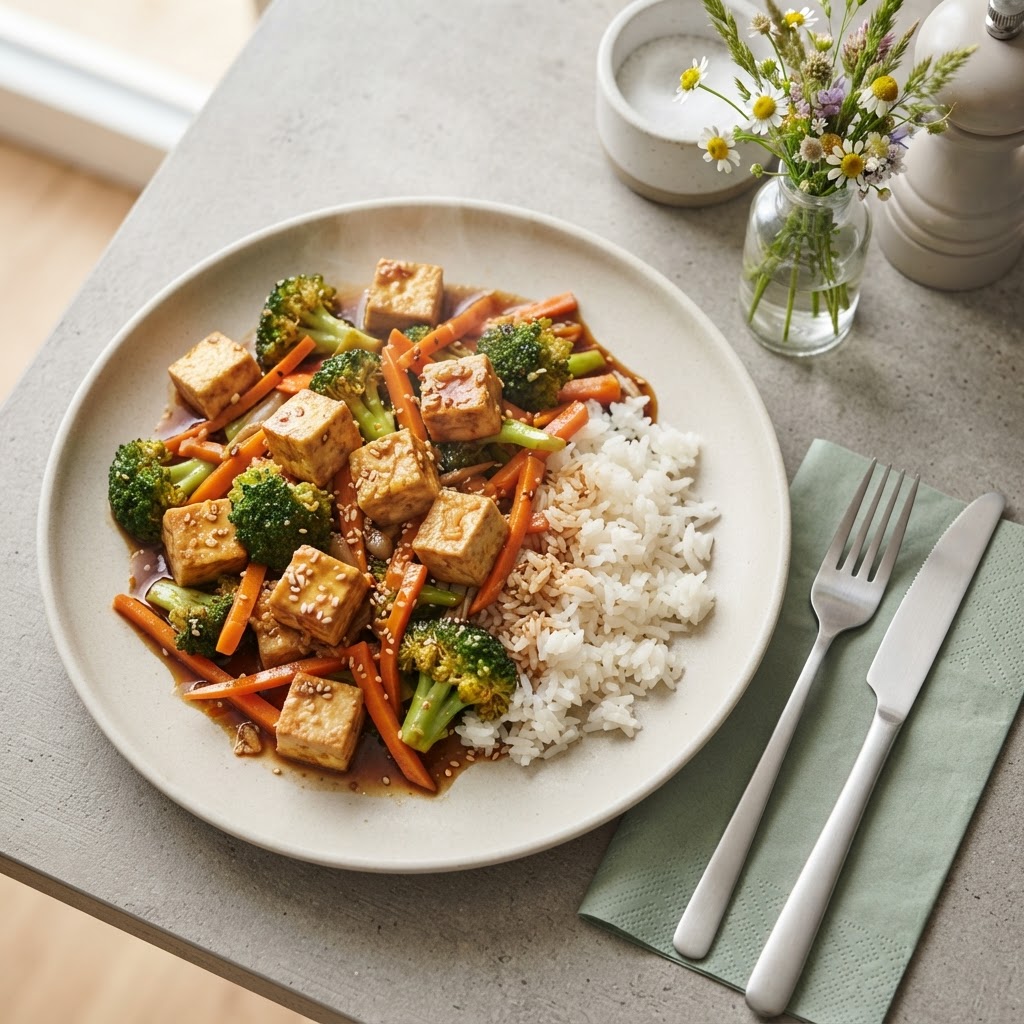 Gebratener Tofu mit Gemüse