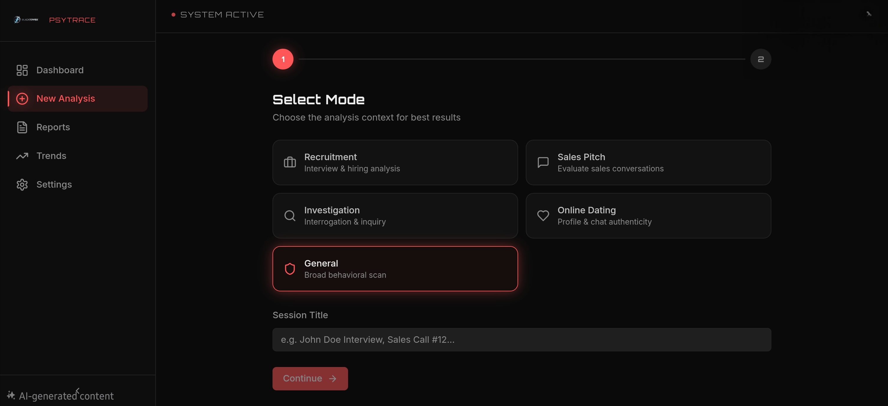 BLACKTOWER™ PSYtrace template preview