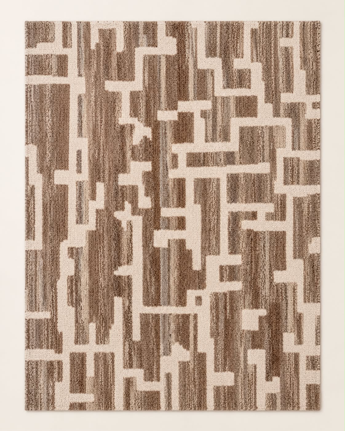 Hand Knotted Brown Wool Rug