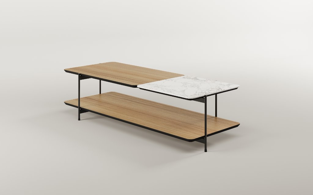 Dua Wood Ceramic Coffee Table by Paul Rogers