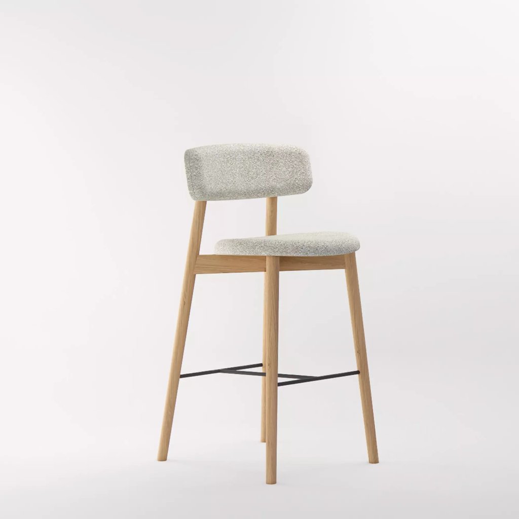 Cover Wood Bar Stool Upholstered by Paul Rogers