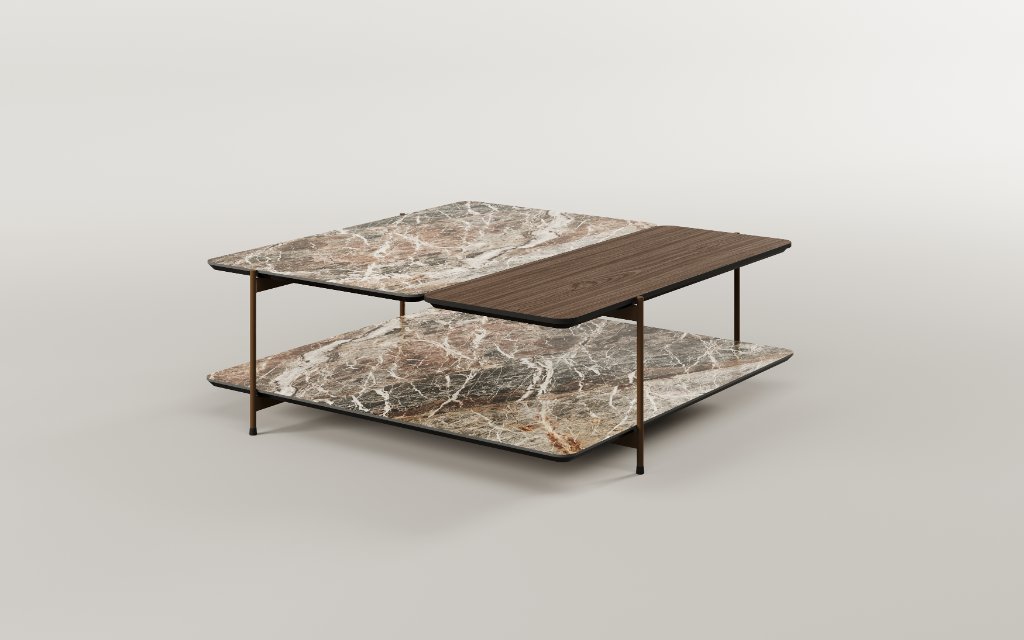 Dua Ceramic Wood Coffee Table by Paul Rogers