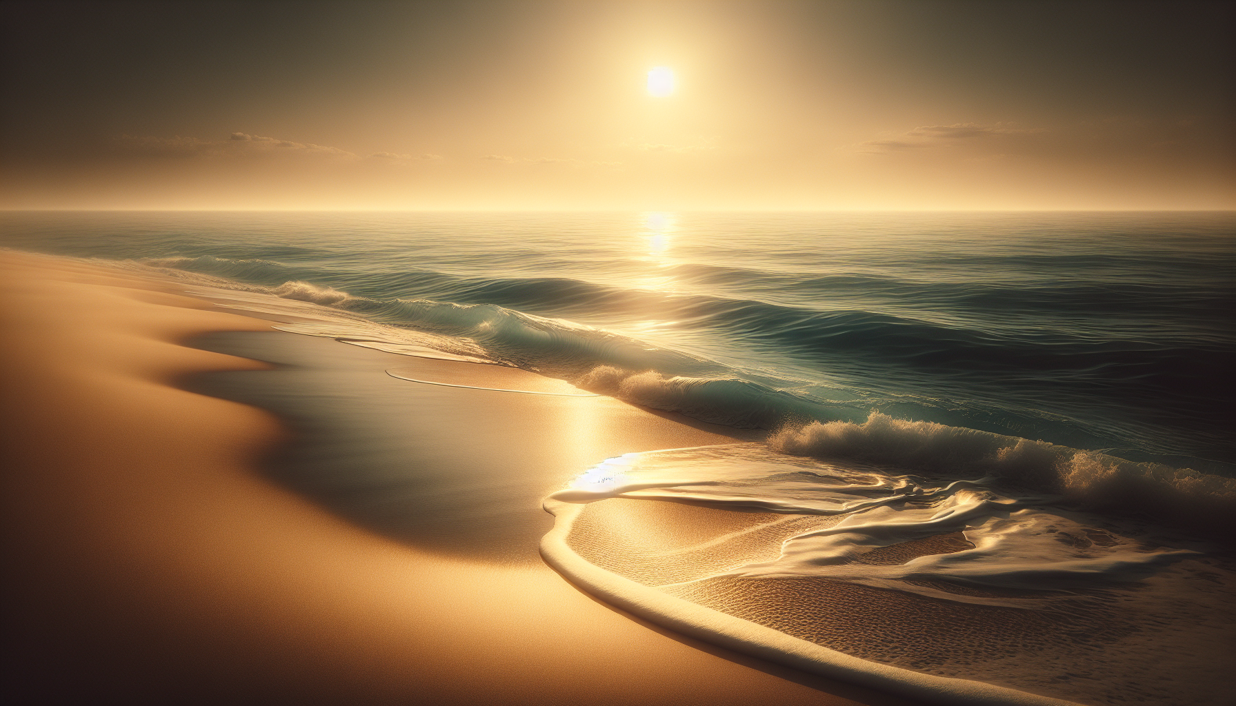 Soft ocean waves at golden hour