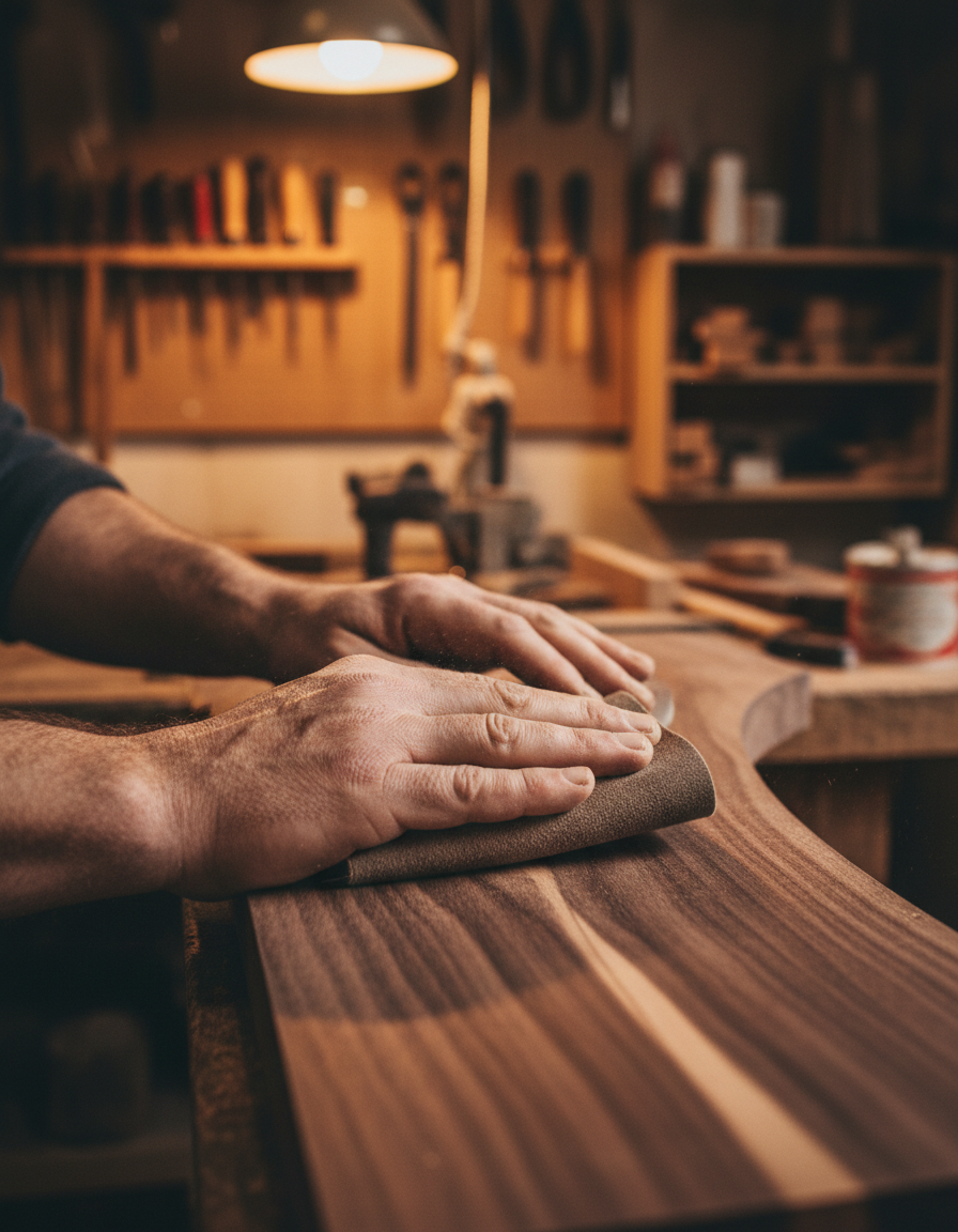 Master woodworker at work