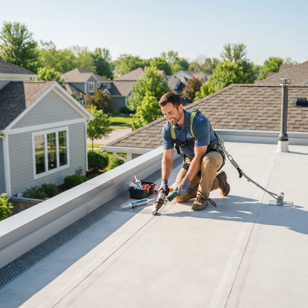 Professional roofing service and flat roof maintenance guide