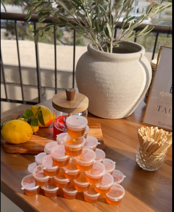 Tagliere al Volo styled display with olive tree and honey