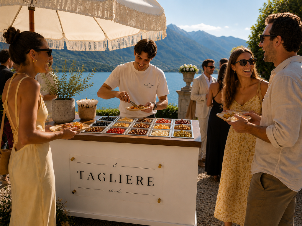 Guests enjoying the apéro cart