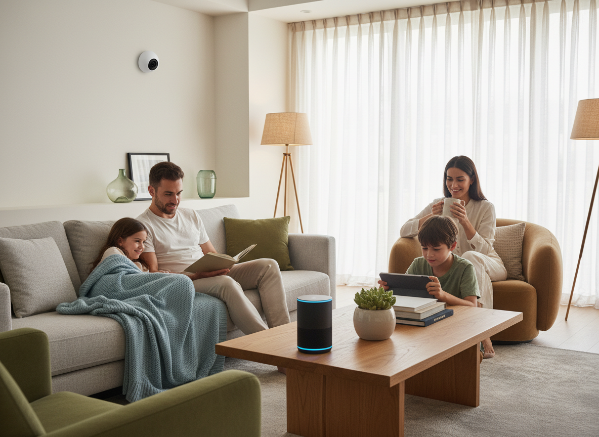 Happy family feeling safe in their protected Milwaukee home
