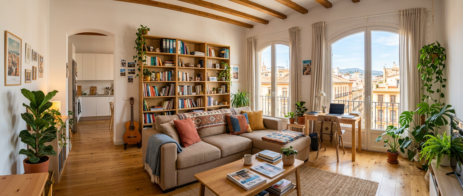Cozy living room of a shared student apartment
