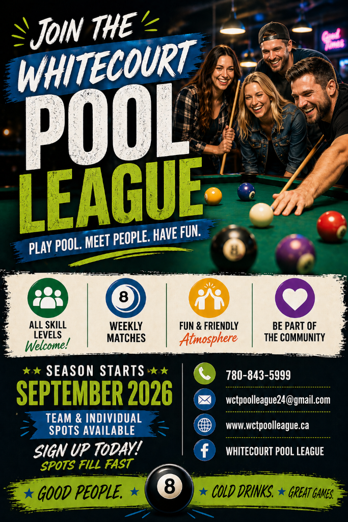 2026 Whitecourt Pool League Poster