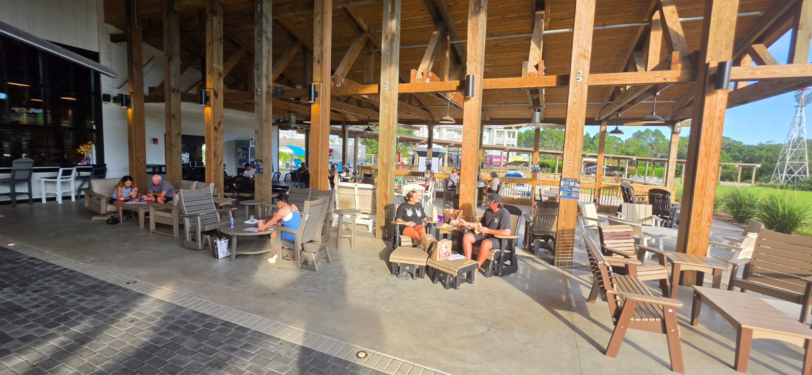 Wide view of Patio Vault furniture throughout the Props pavilion