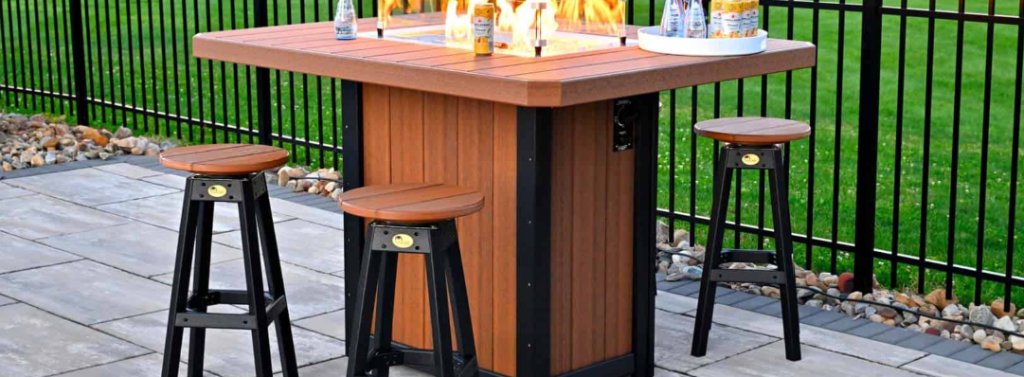 Ember Set - Lumini Fire Table with Bar Stools