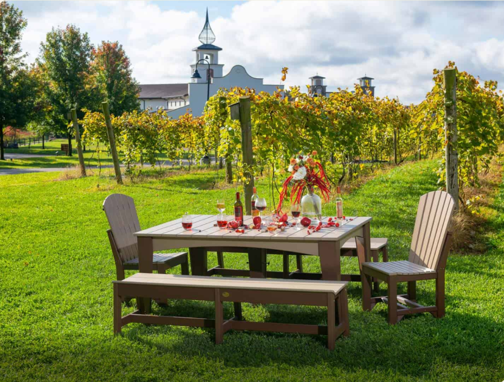 Café Dining Bench 72 in outdoor setting