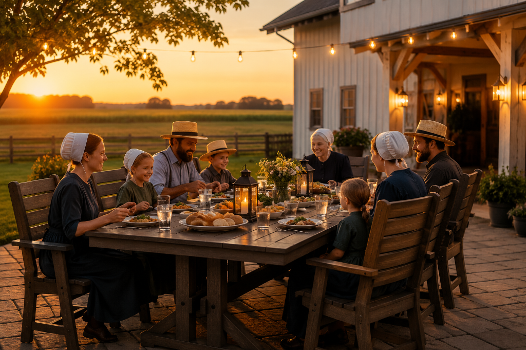 Outdoor dining experience with LuxCraft tables