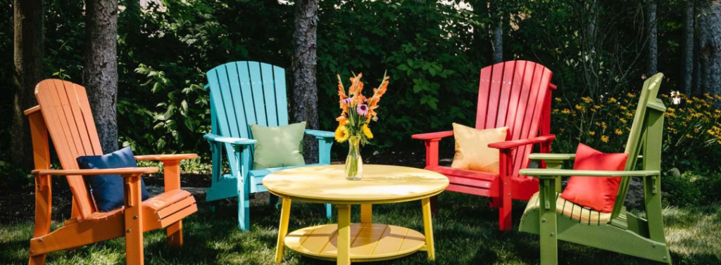 Oasis Set — colorful Adirondack chairs outdoors