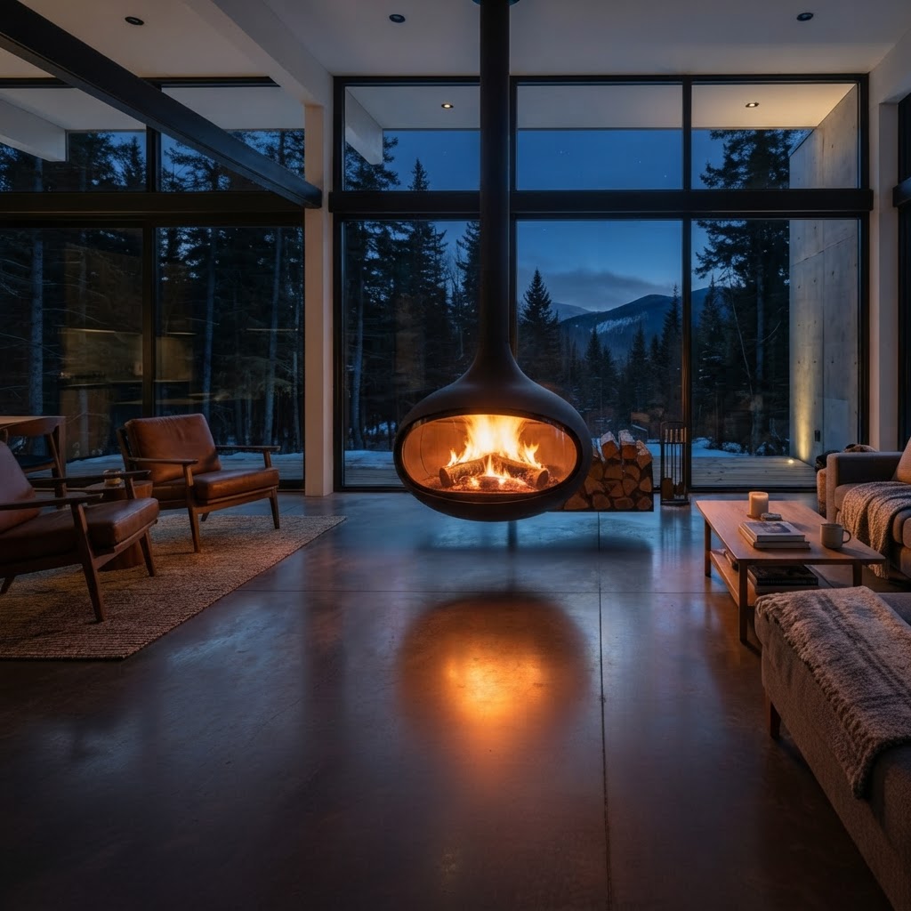 Hanging Floating Fireplace 4