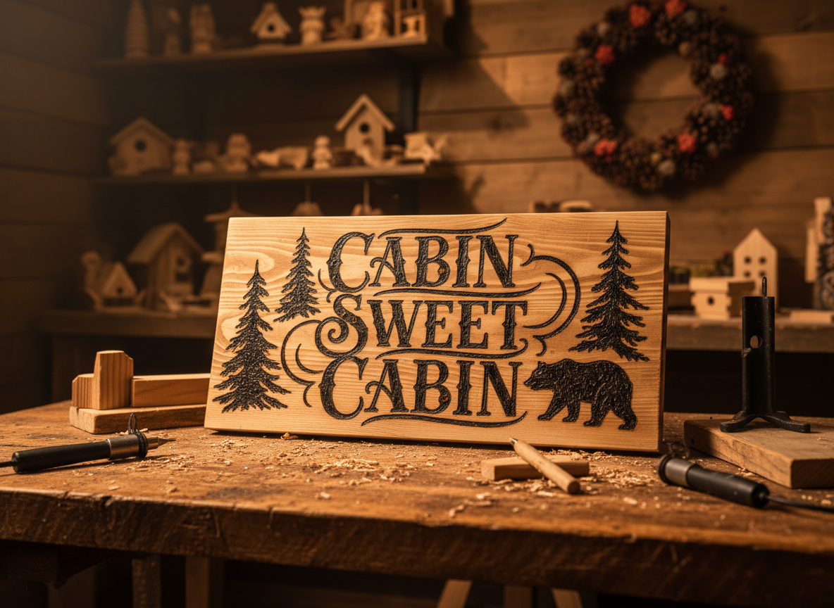 Custom Woodburned Sign