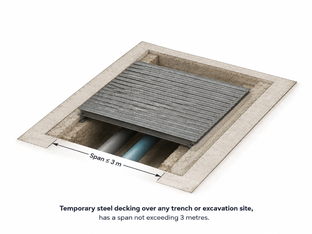 Temporary decking over trench / excavation