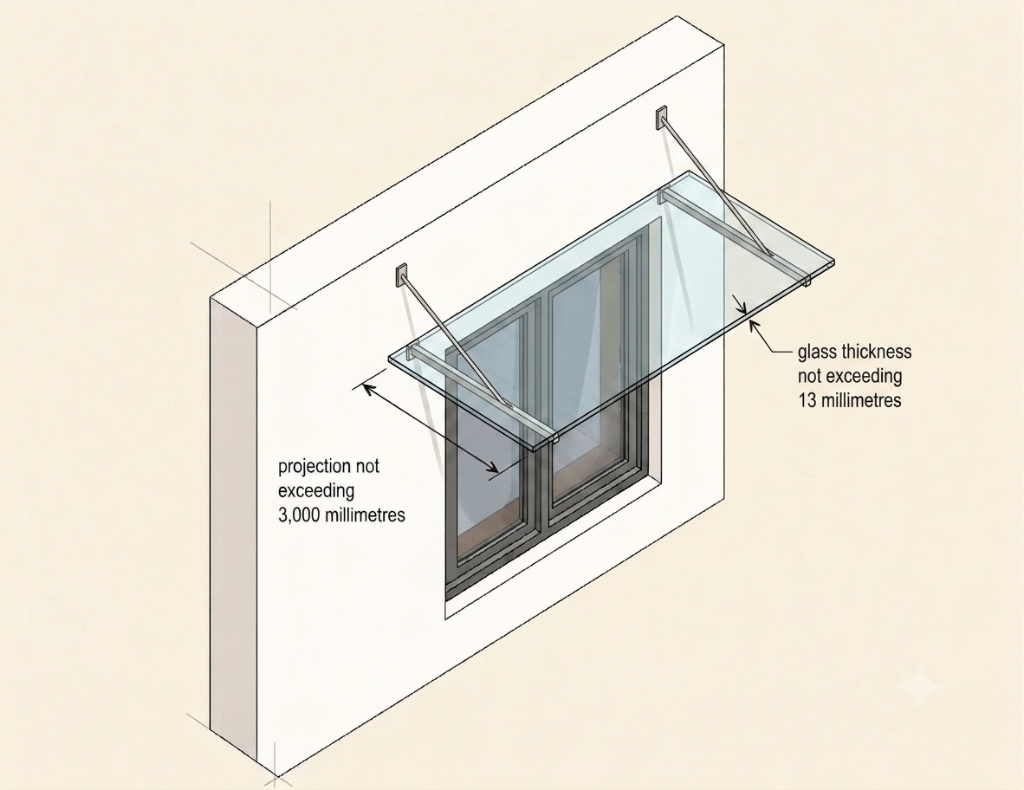 Awning / windowhood (lightweight or glass)