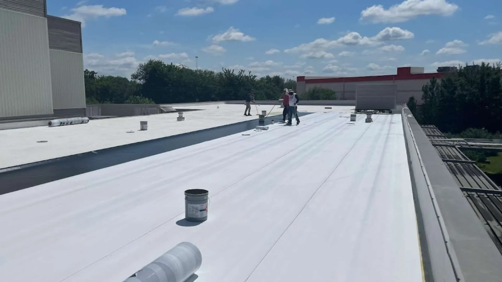 Commercial TPO flat roof installation by NC Farmer Roofing