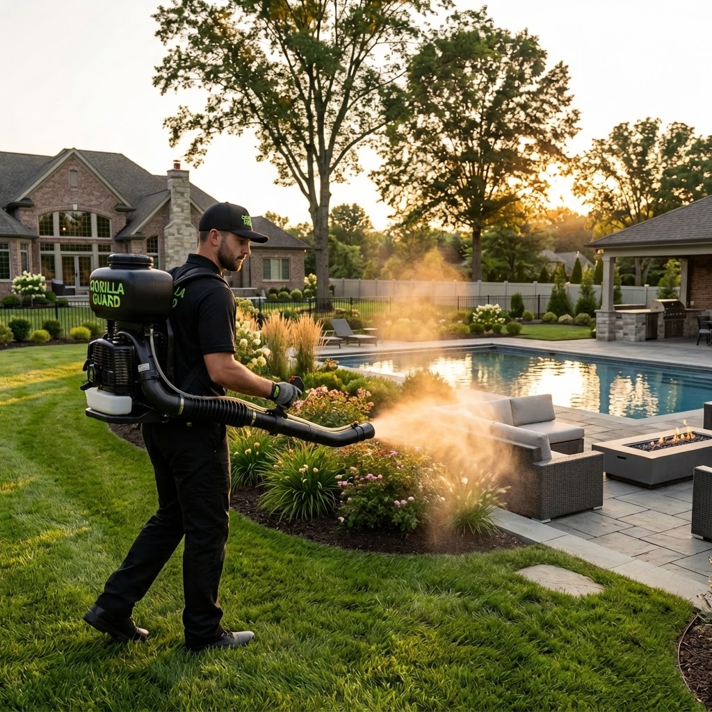 Gorilla Guard technician treating a yard