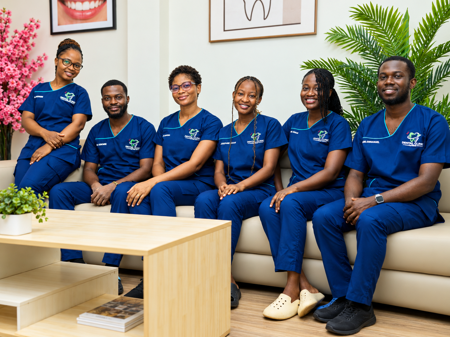 The full APDAN Dental Clinic team together in the clinic lounge