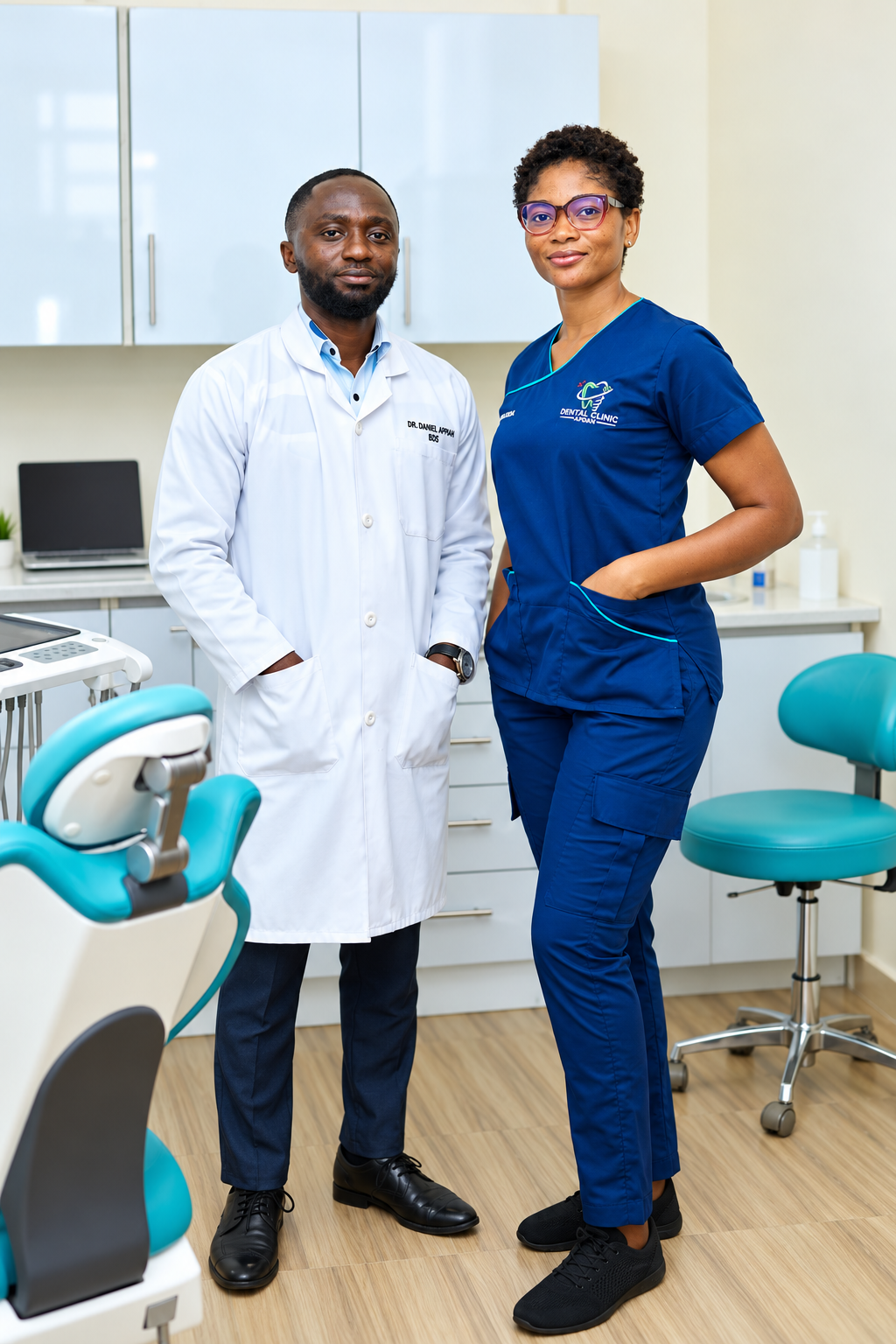 Dr. Daniel Appiah and a colleague in the treatment room