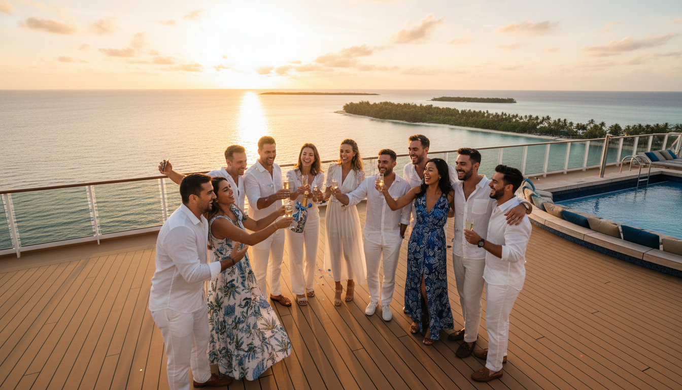 Friends on a cruise ship