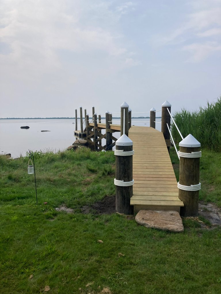 Custom deck and dock built on Rhode Island waterfront