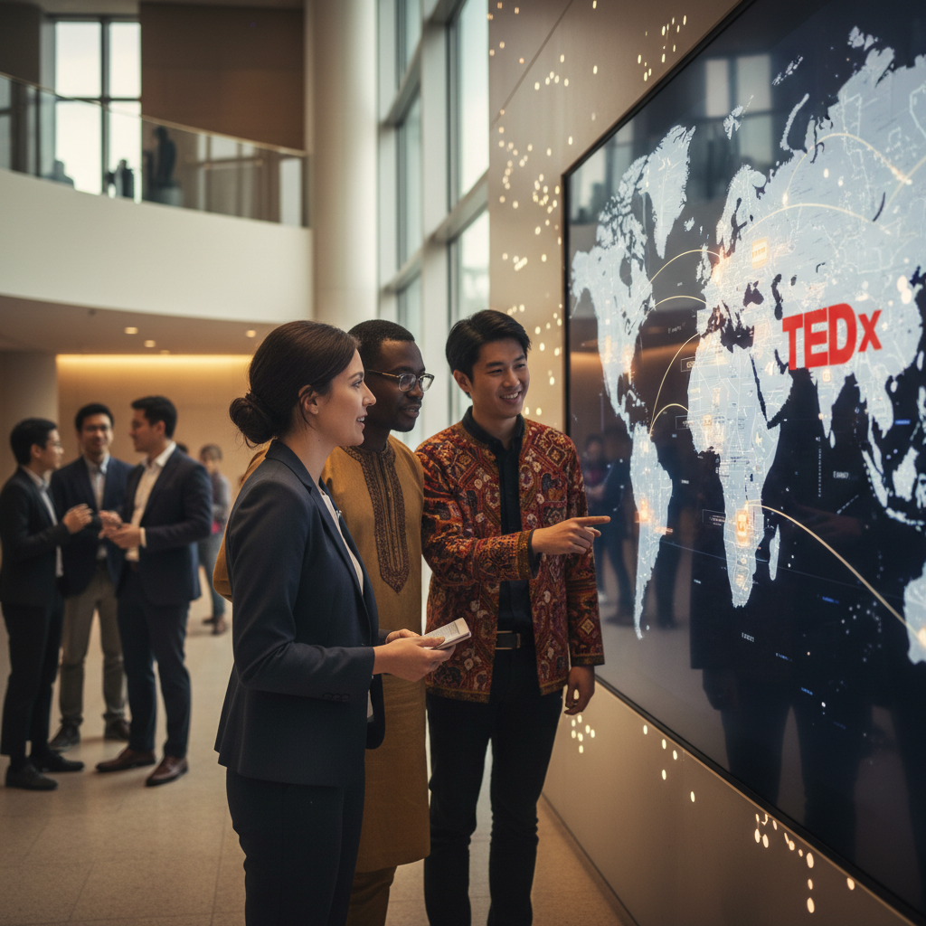 A graphic illustrating the TEDx brand and its global reach