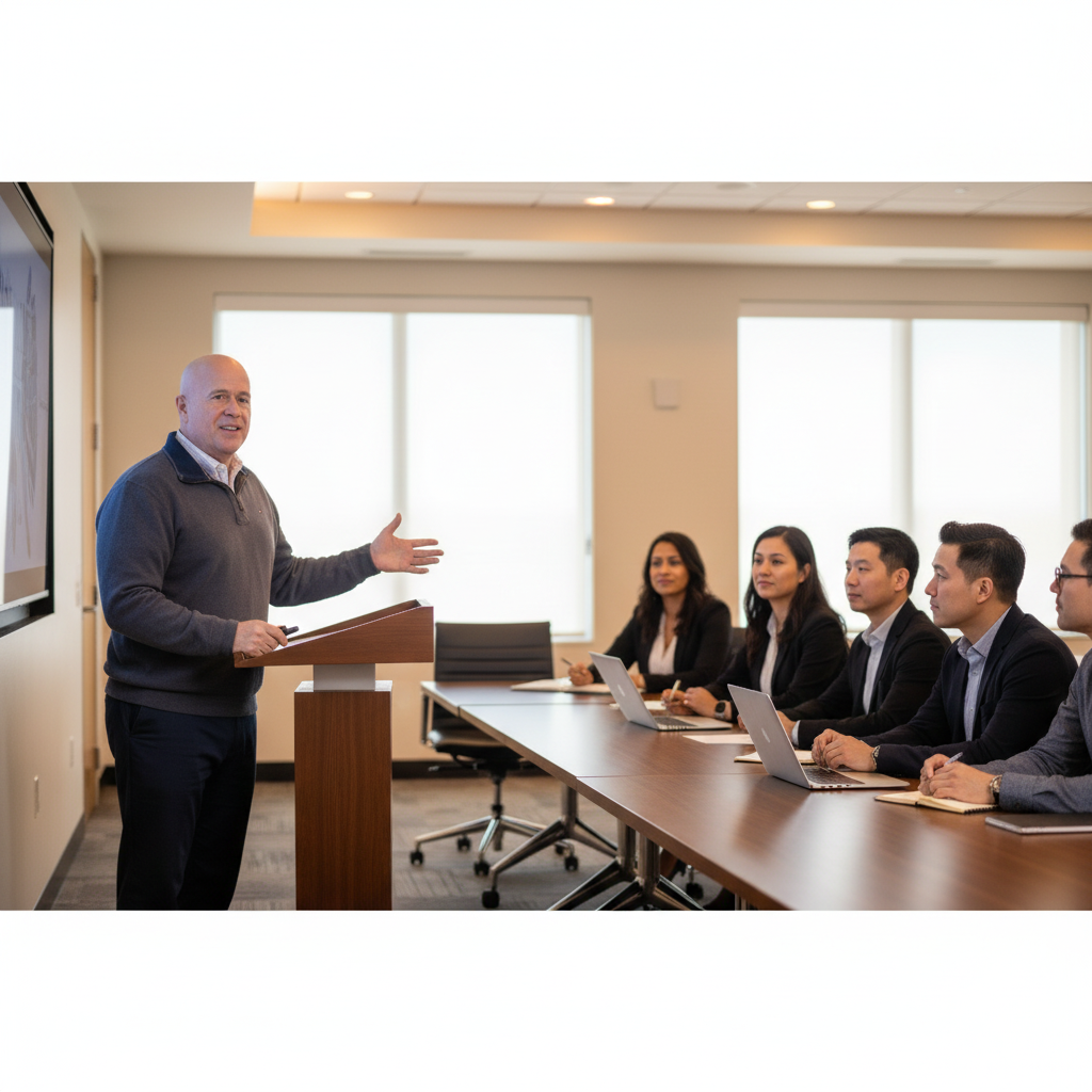 Paul Iannacone leading a corporate workshop at a podium