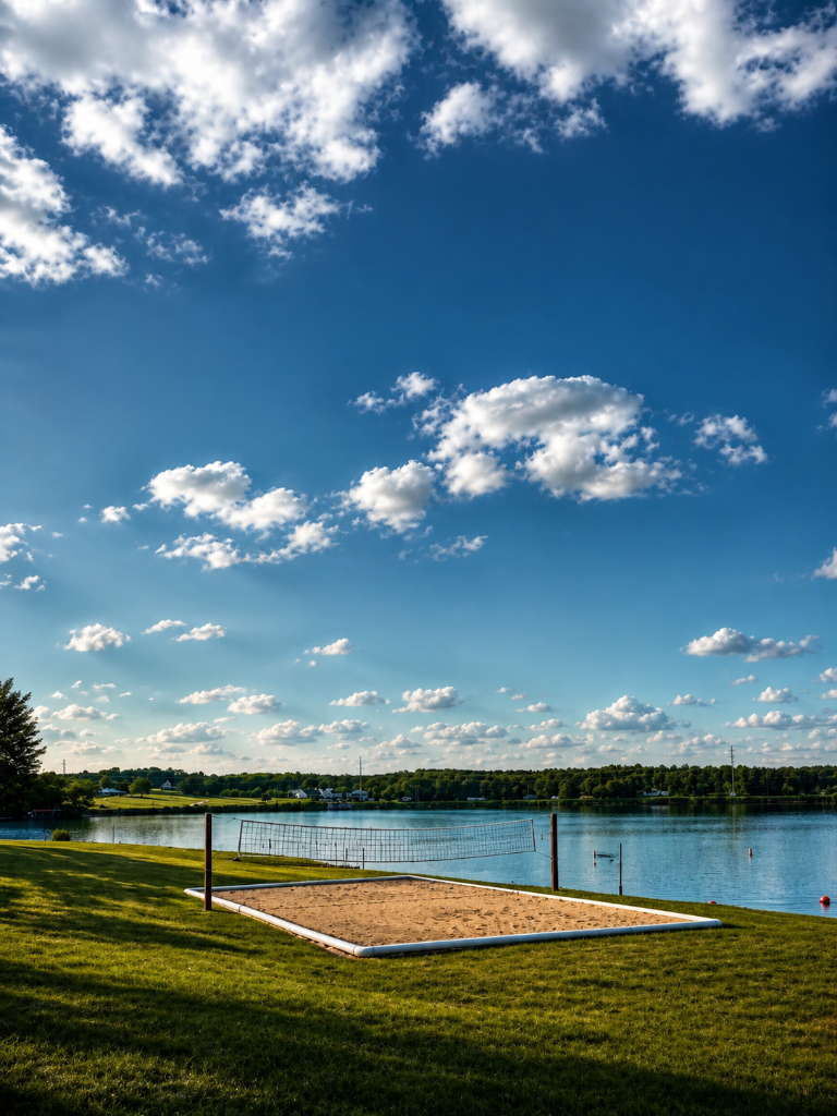 Beach volleyball court at Hyco Lake