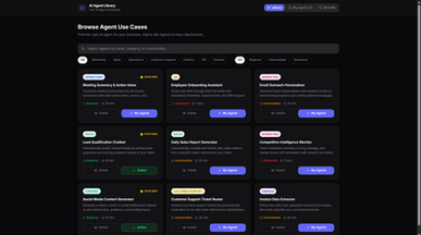 AI Agent Library + Launcher template preview