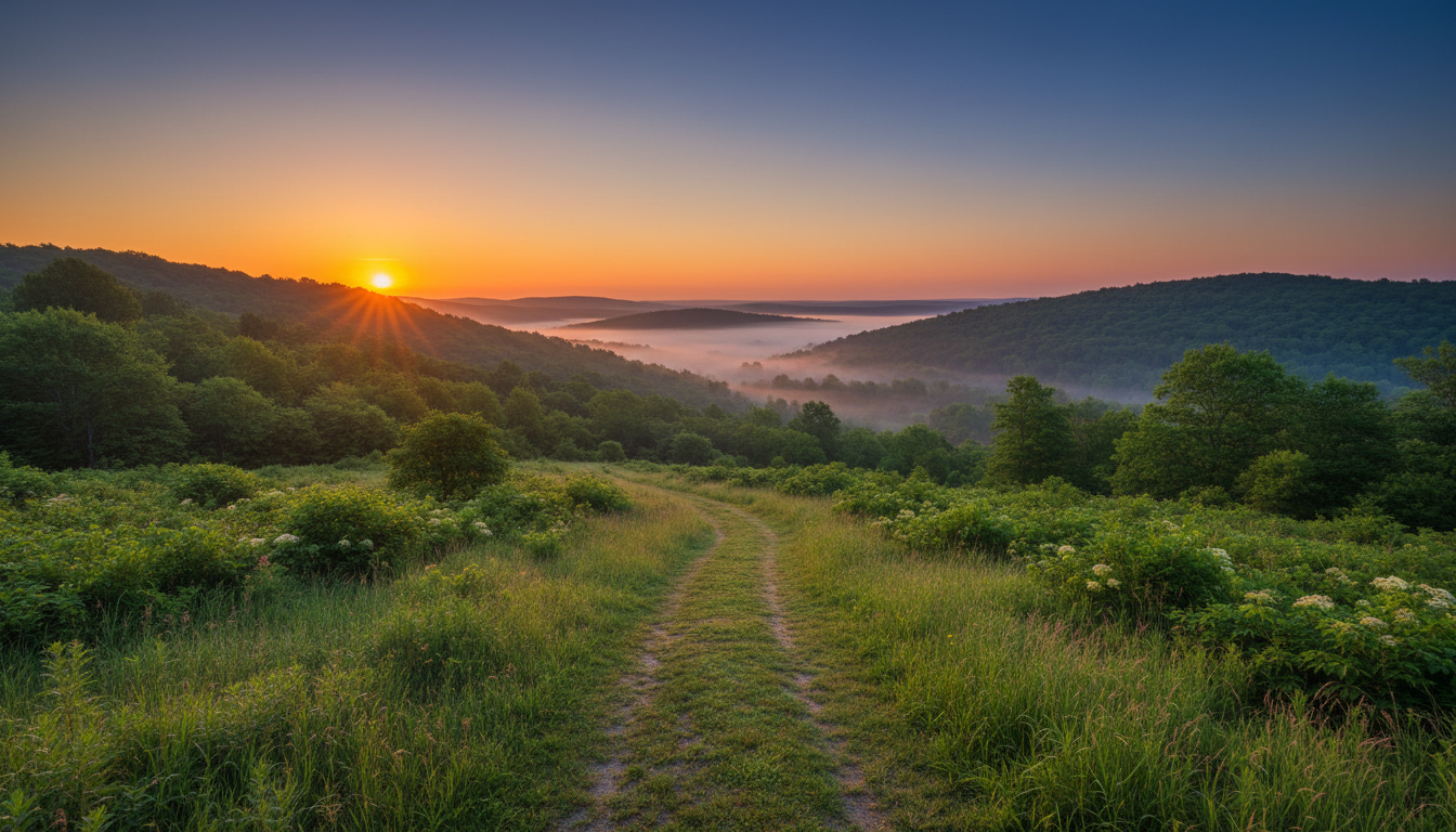 Sunrise over green hills symbolizing hope and new beginnings