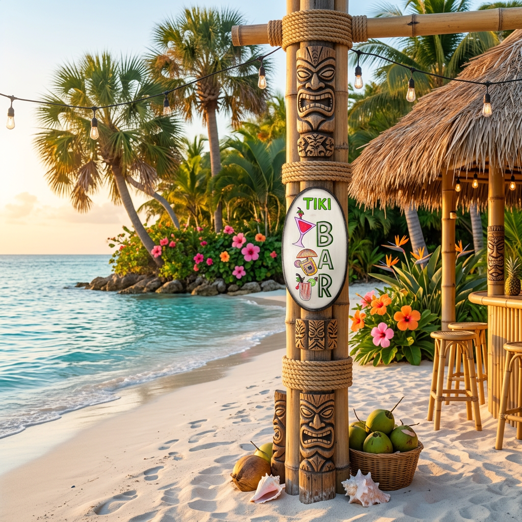 Tiki Bar Oval Sign – Tiki Pole Edition